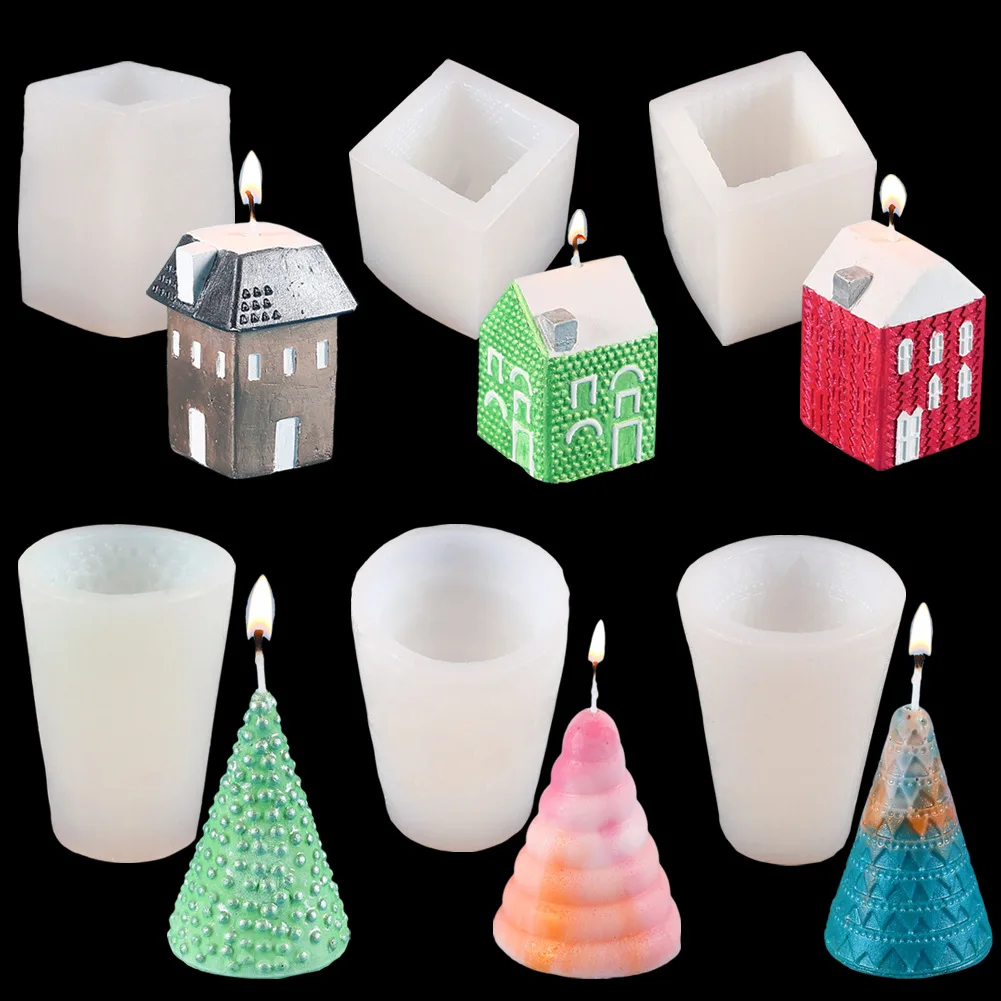 

1Pcs Christmas Candles Silicone Mold 3D Hand-made Soap Mold Candle Molds For Candle Making