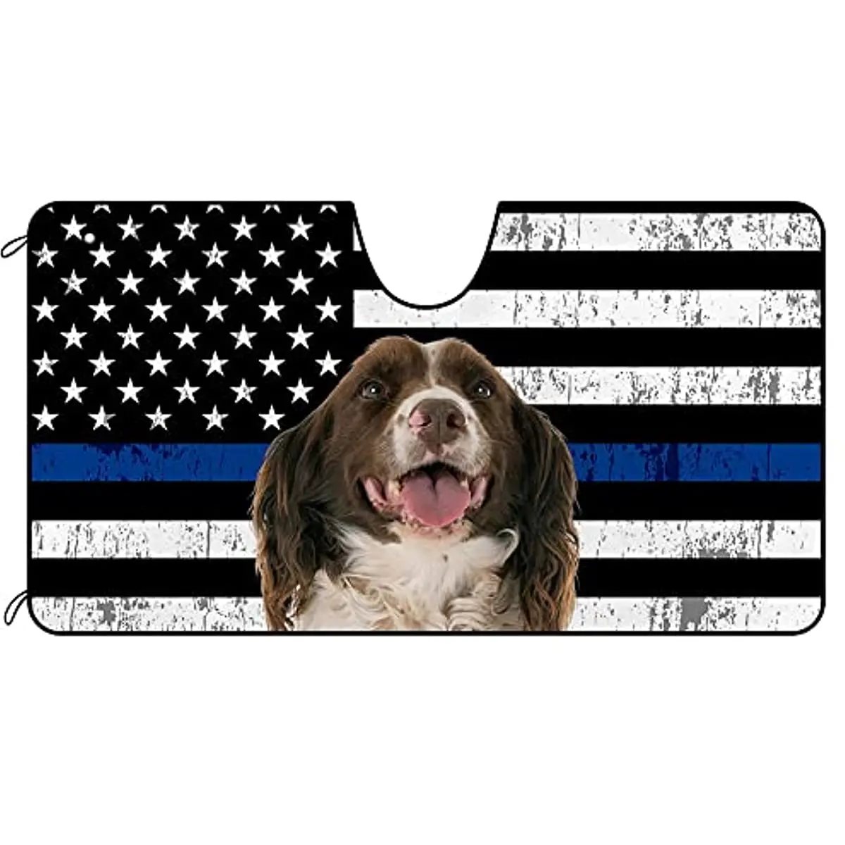 

Солнцезащитный козырек на лобовое стекло для собак, английский Спрингер, спаниель, американский полицейский Флаг США, патриотический автомобиль, переднее лобовое стекло Sun Sha