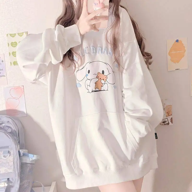 

Кавайная Милая Толстовка Sanrio Cinnamoroll, Свободное пальто, утепленное, короткое, плюшевое, универсальное, модное, Ins, девочка, рождественский под...