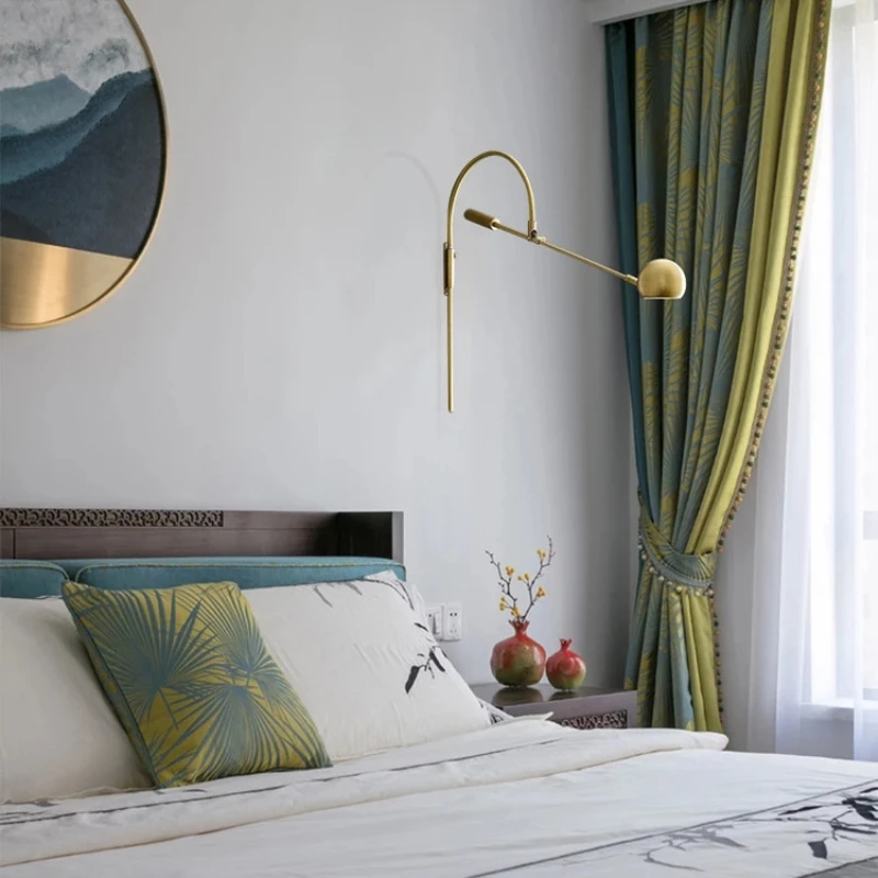

G9 LED Living room Wall Sconce Bedside Wall Light Reading Lamp Gold/Black Long arm Study Lamp American Retro Rotatable Wall Lamp