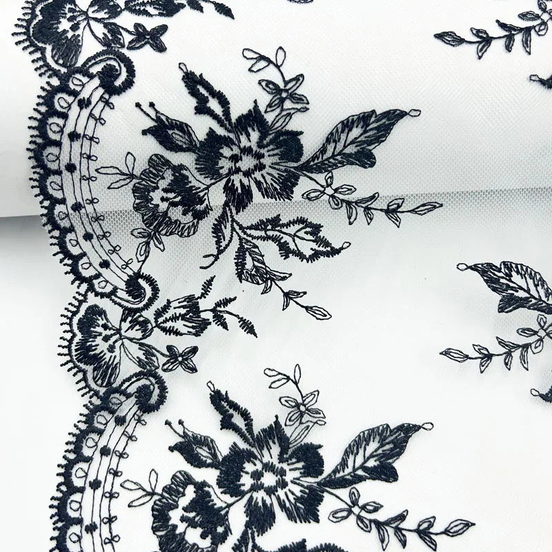 1 ярд кружевная ткань с вышивкой двухцветная отделка аксессуары для одежды