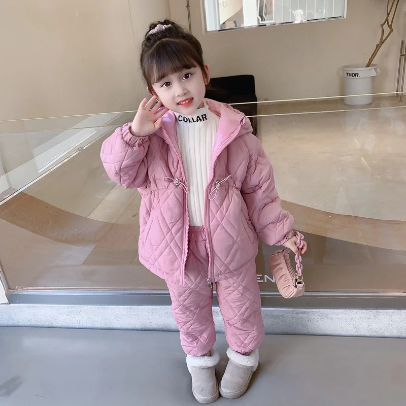 

Комплекты одежды с капюшоном для девочек от 10 до 12 лет, детская зимняя одежда для подростков, брюки, костюм гленгарри, 3 шт., плюшевые и утепленные, сохраняют тепло