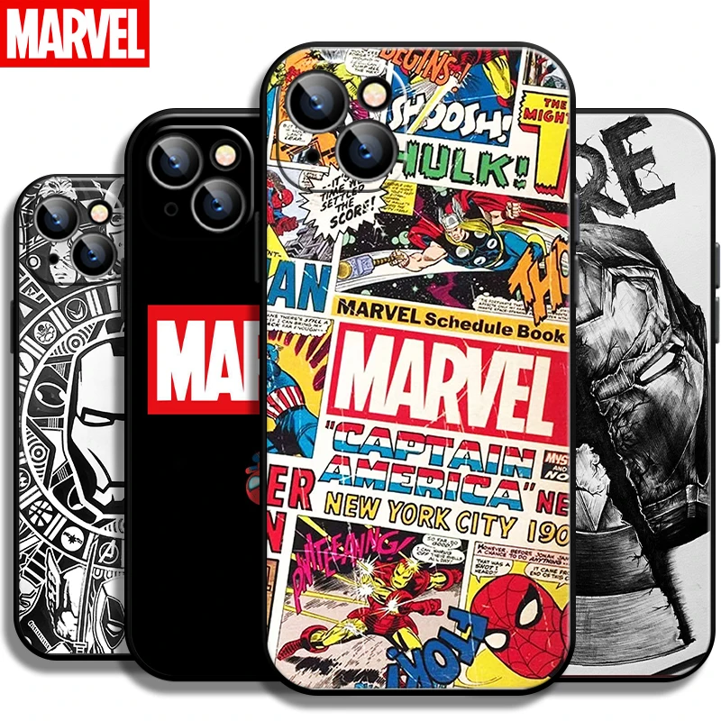 

Marvel Avengers Logo For Apple iPhone 13 12 11 Pro Mini X XR XS Max SE 5 6 6S 7 8 Plus Phone Case Liquid Silicon Carcasa Back
