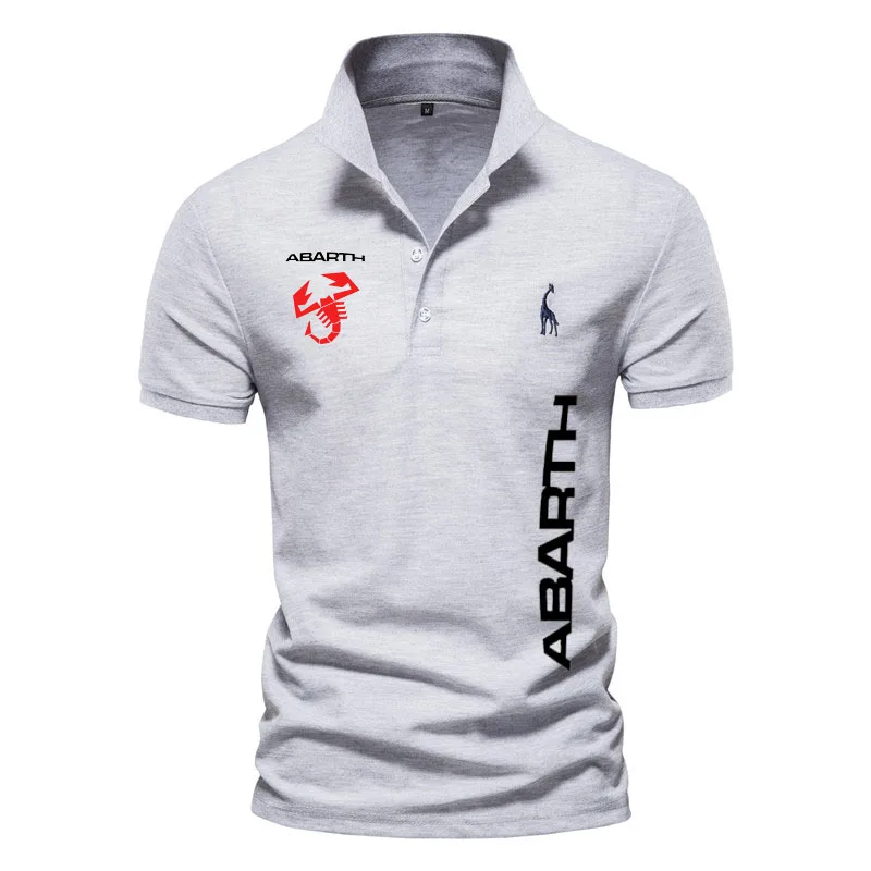 

Рубашка-поло мужская с лацканами, 100% хлопок, с принтом логотипа abarth, Однотонная футболка с вышивкой в виде животного, лето