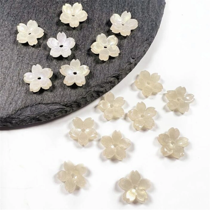10MM Retro Acetic Acid Sakura Flower Beads Imitate Shell Torus Spacer Beads Connectors Diy Hairpin Jewelry Making Acessories