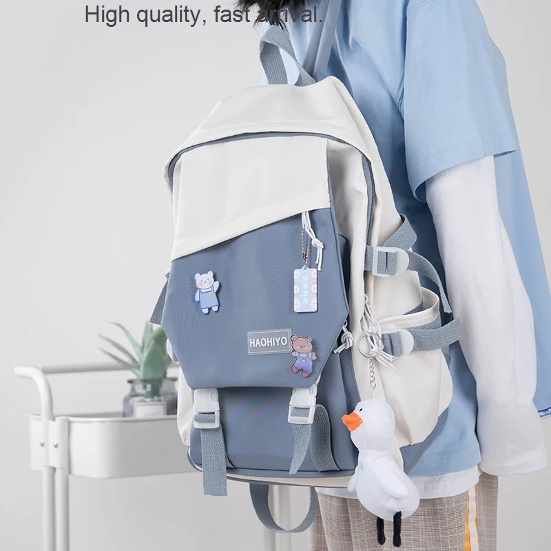 

Good-looking Schoolbag Draping Contrast Color Large Capacity Soft Girl Japanese Cute Female High School Student Computer