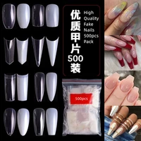 500pcs fake nails professional set acrylic supplies tips design art false cute accessories french full half cover long short