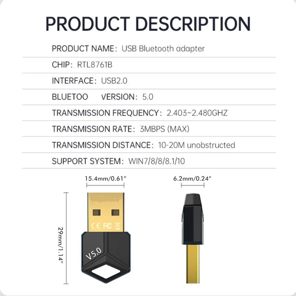 

Bluetooth-compatible5 0 USB Adapter Audio Receiver Wireless Adapters
