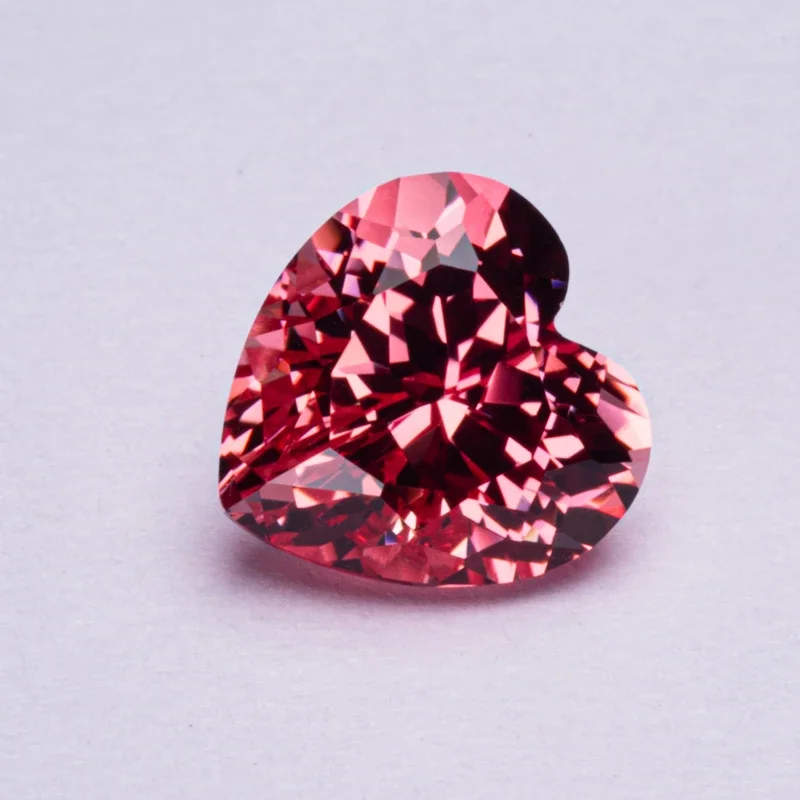 Фото Выращен в лаборатории Padparadscha, красный цвет лотоса, драгоценный камень в форме сердца для подвесок, изготовления ювелирных изделий, сделай сам, материалы для колец, сертификат на выбор №1