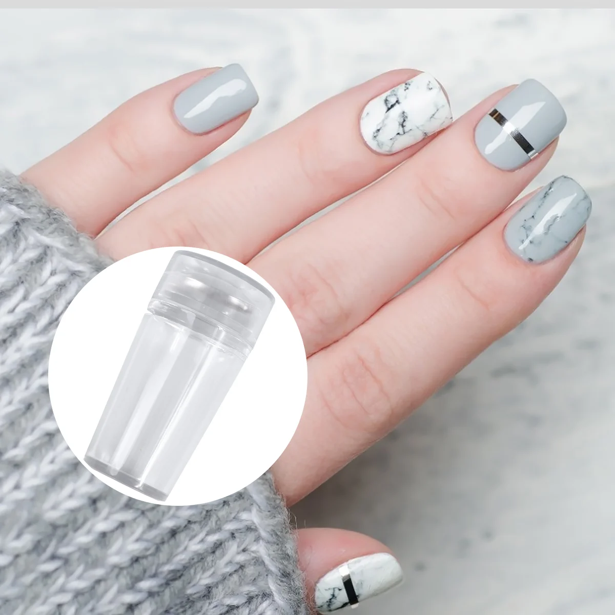 4 компл./8 шт. штамп для ногтей полностью прозрачная ручка с крышкой набор
