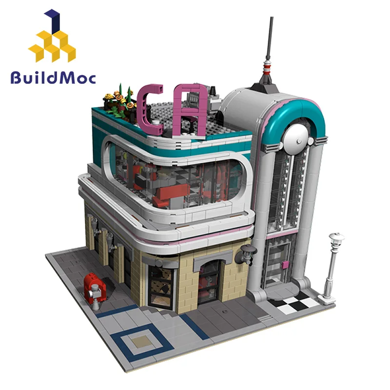 

Строительные блоки MOC-32566 архитектура Калифорния центр Закусочная, набор для сборки, домашние блоки, игрушки для детей, подарки на день рожде...