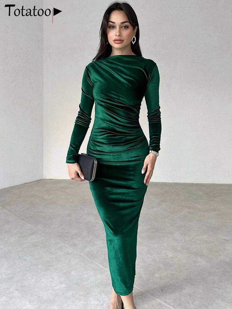 Винтажное вечернее бархатное платье-карандаш Totatoop для женщин осень-зима 2024