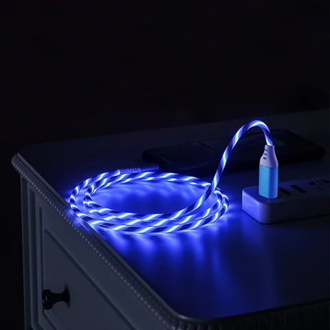 Светящийся светодиодный USB-кабель типа C для IPhone15 Samsung Xiaomi OPPO Huawei, быстрое зарядное устройство, шнур для передачи данных, светодиодный кабель с проточной подсветкой