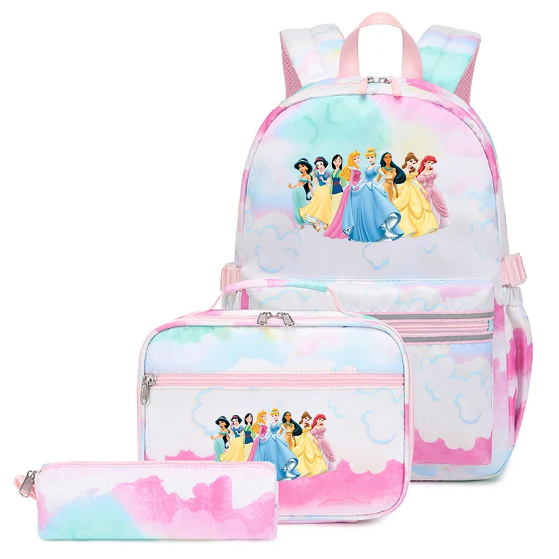 Disney-mochila de princesa Blancanieves para niños y niñas, morral escolar de colores...