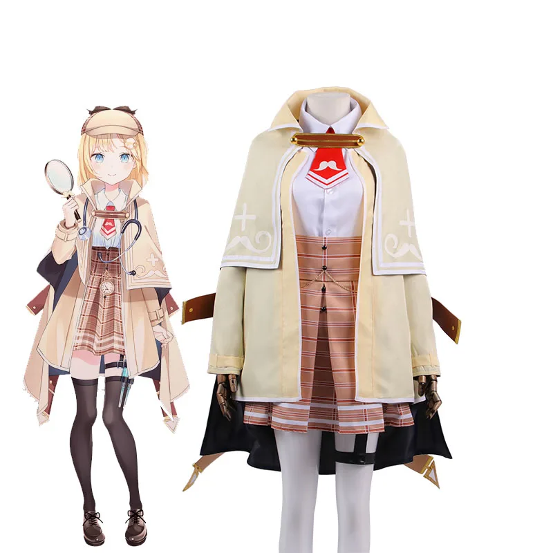 

Hololive EN Watson Amelia Cosplay Costume VTuber Ame Women's Detective Costumes Halloween Party Detective Uniform Suit