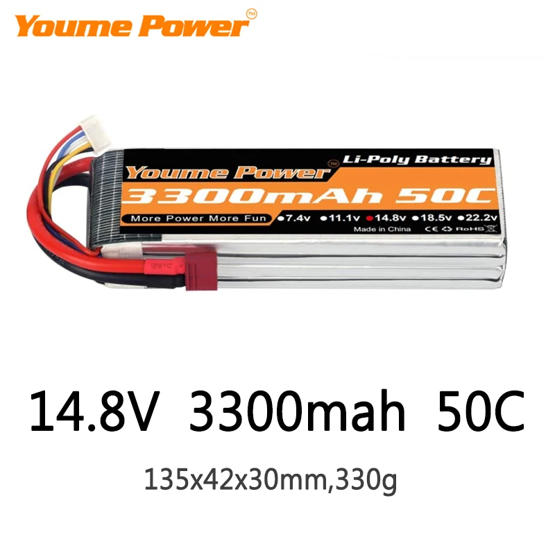 Youme 4S Lipo батарея 14 8 V 3300mah 50C XT60 T TRX XT90 XT150 EC3 EC5 для RC вертолет Самолет Лодка