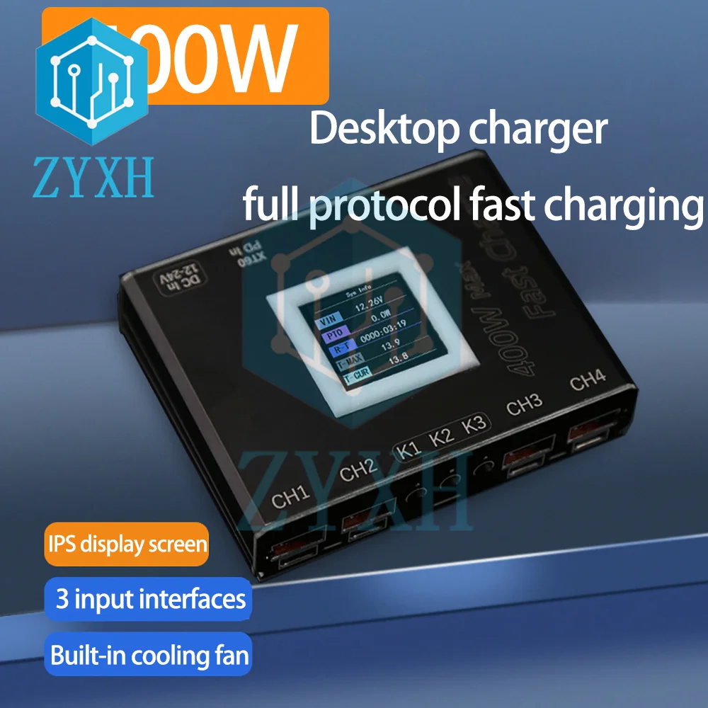 

Настольное зарядное устройство с 4-сторонним полным протоколом, Многофункциональный модуль быстрой зарядки PD SW3518, понижающий модуль 400 Вт, зарядное устройство QC3.0