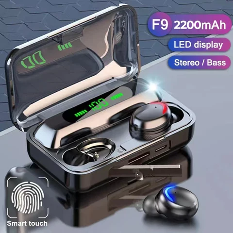 TWS-стереонаушники F9 водонепроницаемые с микрофоном и поддержкой Bluetooth