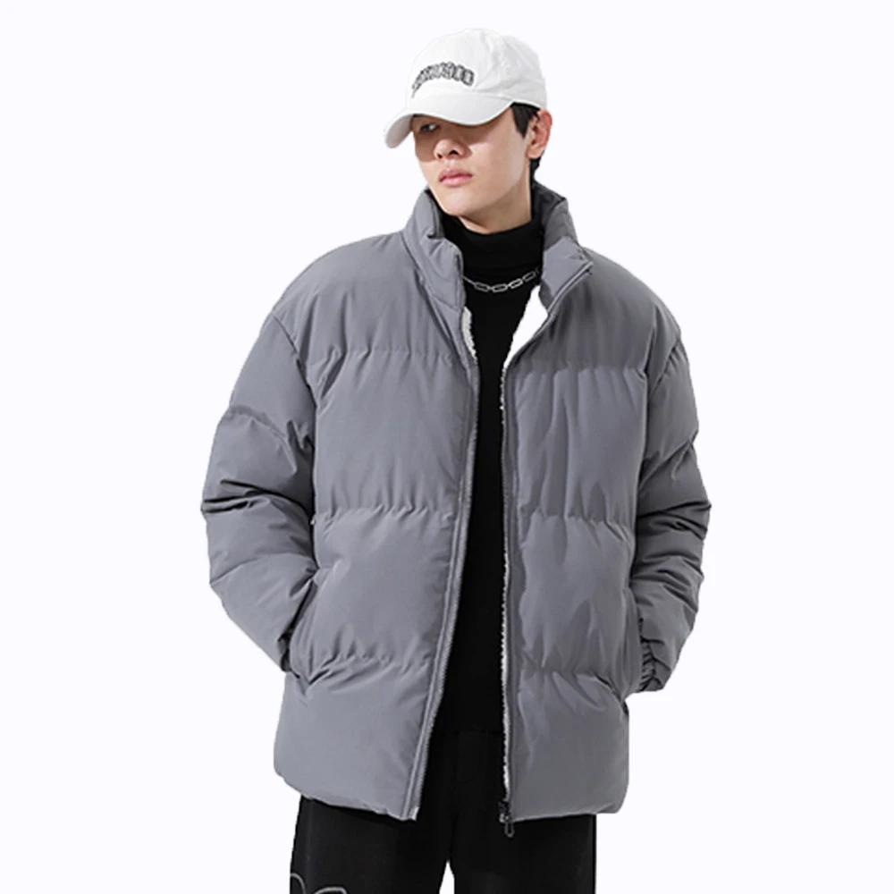 Covrlge Men's Hot Sale Coat Winter Stand Collar Windproof Bread Cotton Parkas Overcoat Male Solid Color Loose Men Clothes MWM165