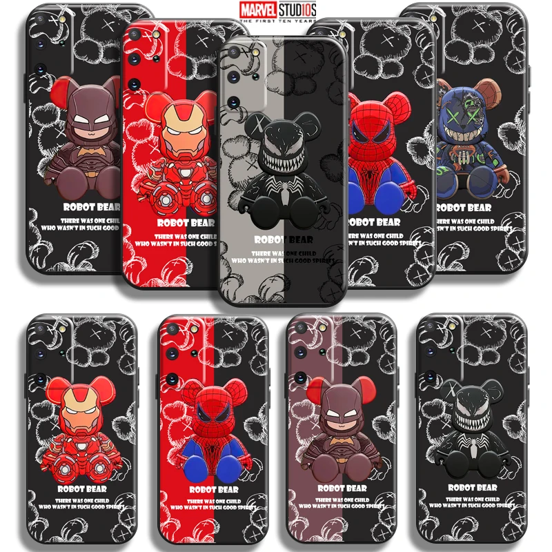 

Marvel Venom Spiderman Cute Bear Phone Case For Samsung Galaxy S21 S20 Plus Ultra S21 S20 FE 5G Silicone Cover TPU Coque Black