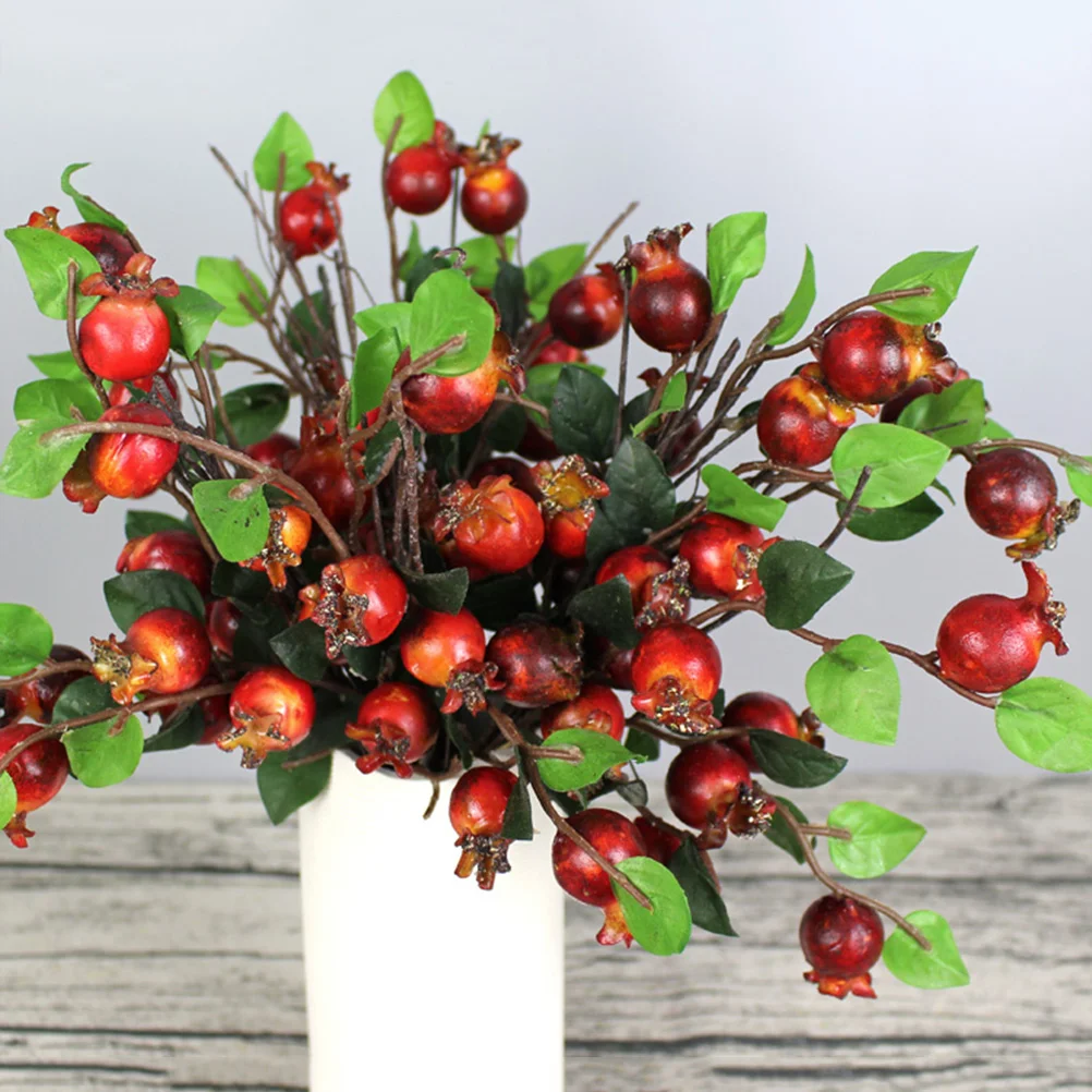 

Pomegranate Artificial Berry Berries Christmas Flower Stems Fake Picks Decor Faux Branches Holly Red Rosehip Fall Branch Fruit