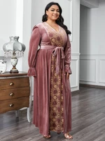 toleen elegant women long sleeve oversized maxi dresses 2022 winter pink plus size large muslim evening party festival clothing
