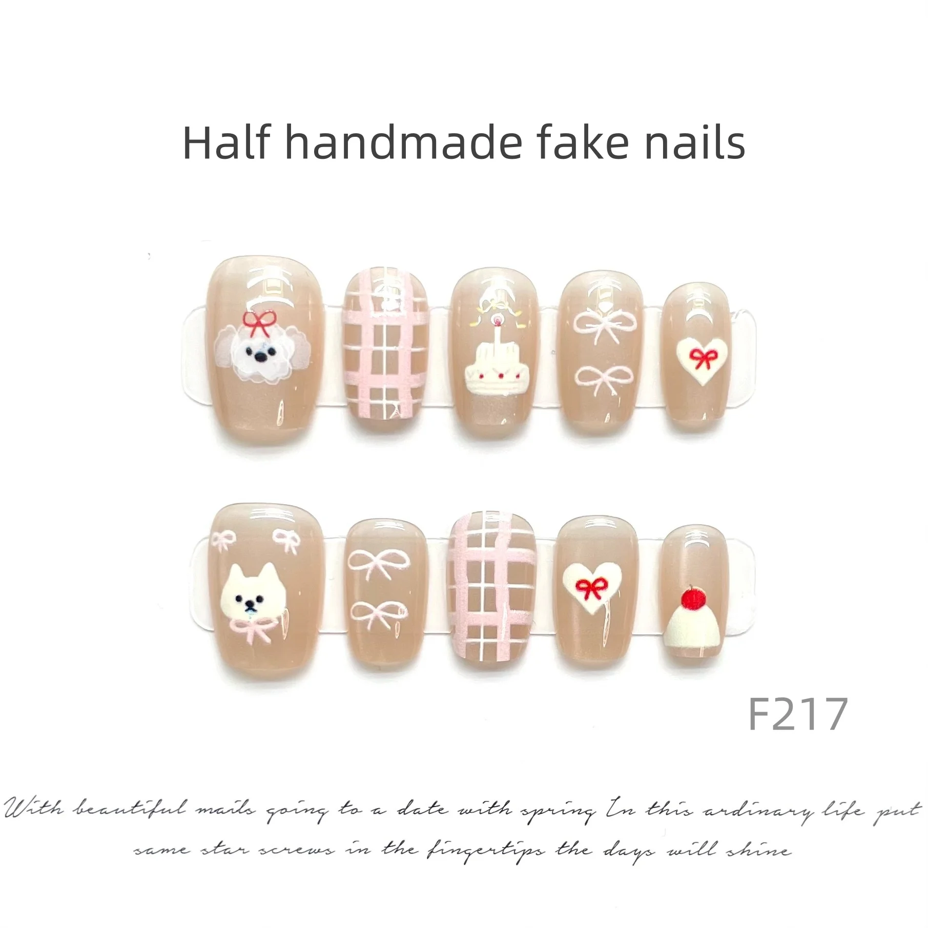 10 Шт. Типсы Ручной Работы С Мультяшным Сердечком Мягкие Длинные Короткие