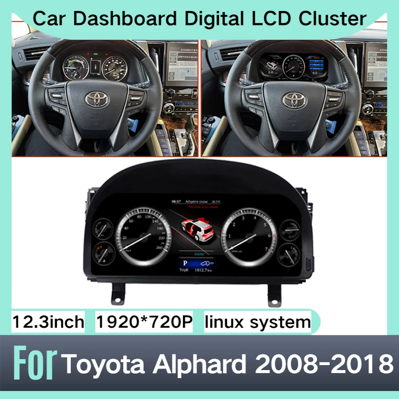 

For Toyota Alphard 2008-2018 Car LCD Cluster Instrument Multimedia Dashboard Modification Panel
