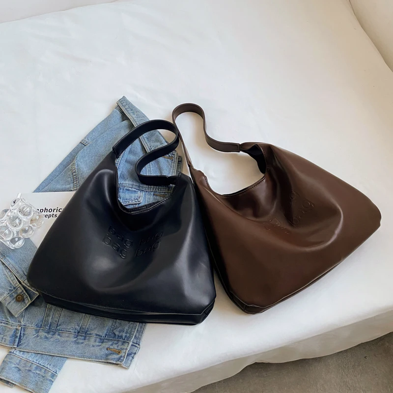 Luxury Brand Vintage Leather Design Shoulder Side Bags for Women 2023 Trend High Capacity Bucket Hobo Bag Handbags and Purses
