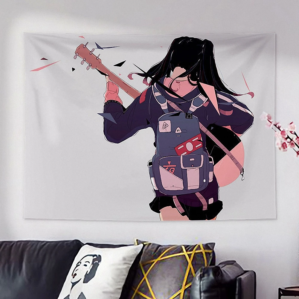 

School Girl Tapestry Wall Fabric Kawaii Room Decor Anime Wall Carpet Blanket Wall Hanging Coverings Cool Dormitory Bedroom Decor