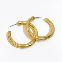 perisbox goldsilver color open thick hoop earrings for women simple metal round circle earrings minimalist jewelry wholesale