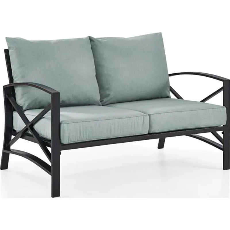 

Crosley Furniture Kaplan Loveseat In Oiled Bronze With Mist Universal Cushion Cover