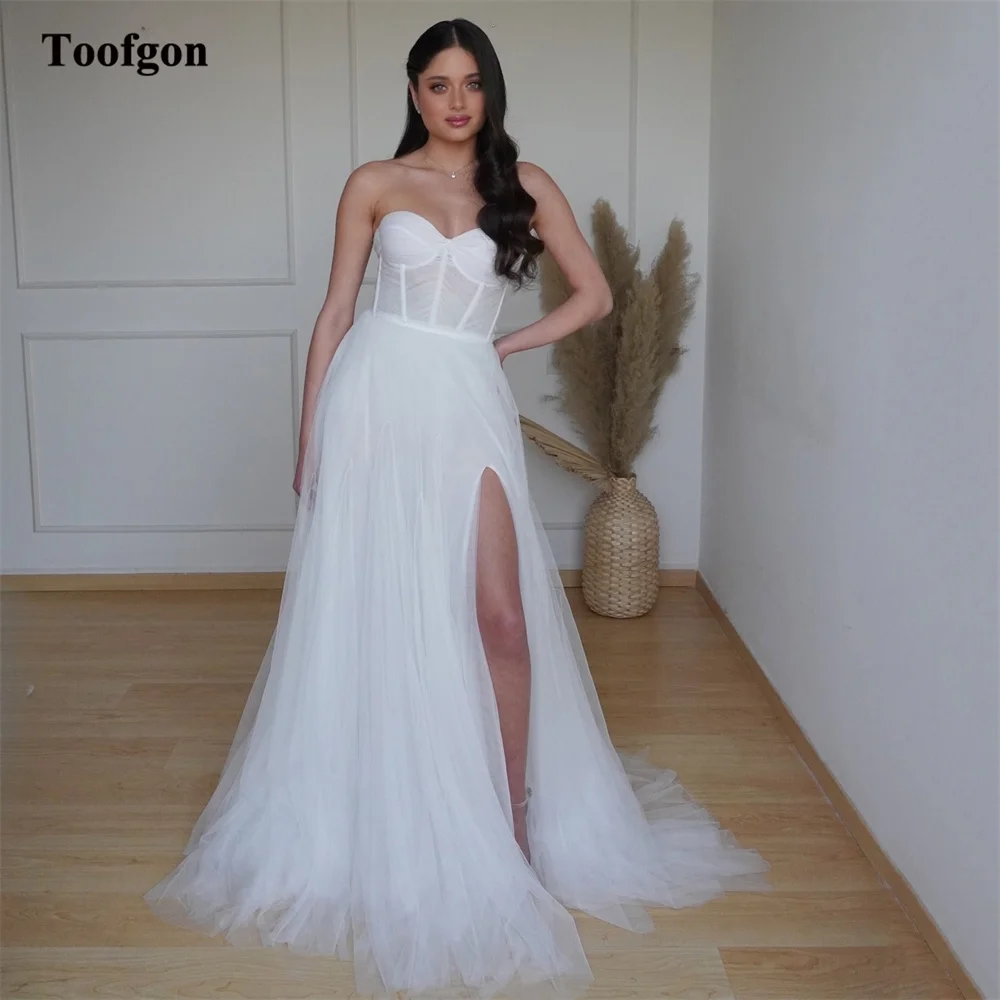 Toofan индивидуальные свадебные платья из тюля в стиле бохо милый прозрачный топ со