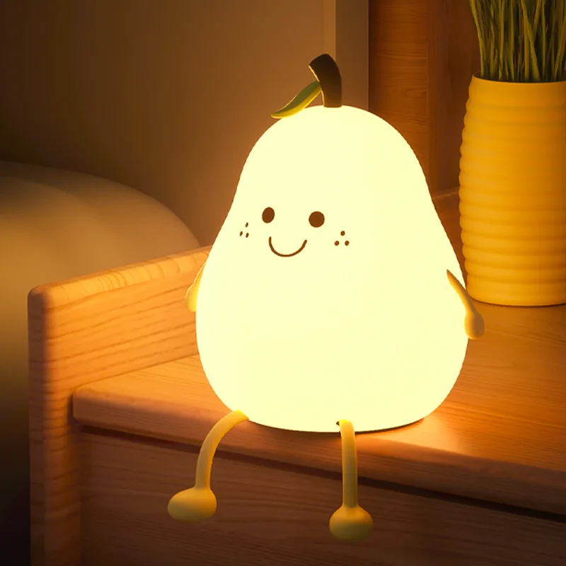 LED Night Light Pear Shaped USB Rechargeable Bedroom Lamp  Bedside Decoration Silicone Light Kid Gift Dropship
