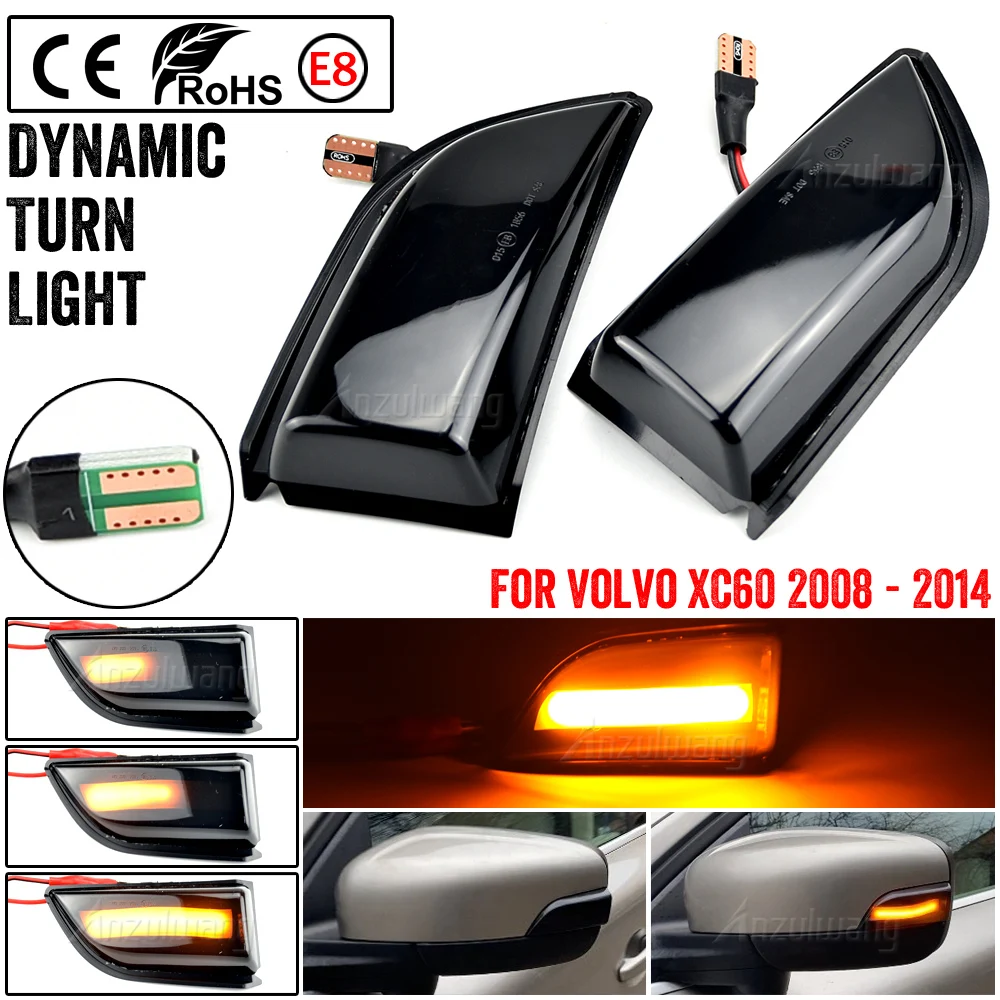 

2 pieces LED Dynamic Turn Signal Light For Volvo XC60 OEM# 31217288 31217289 Car Side Wing Rearview Mirror Blinker Indicator