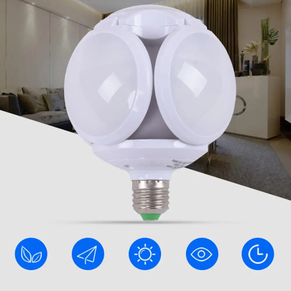 

E27 40W Led Football Shape Light Bulb 6000 Lumens Folding Adjustable Super Bright Energy Saving Lamp White Shell