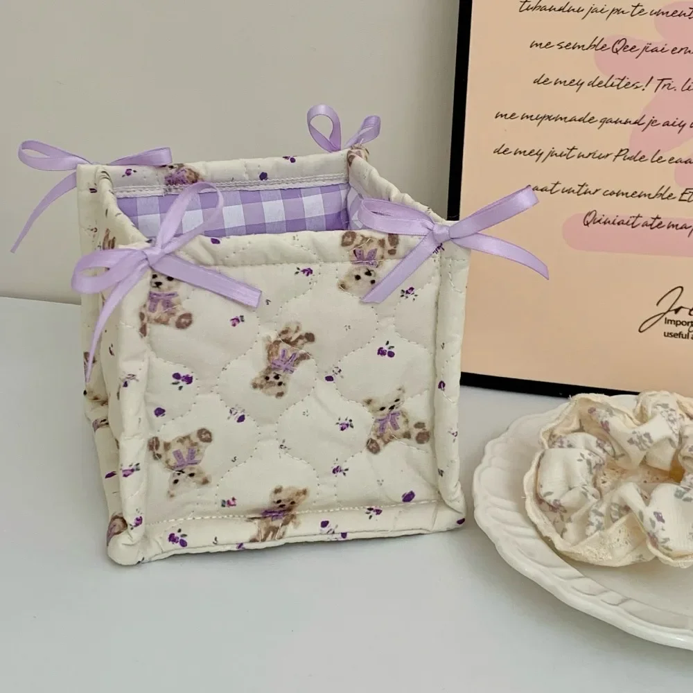 

Хлопковая стеганая коробка для хранения с рисунком медведя