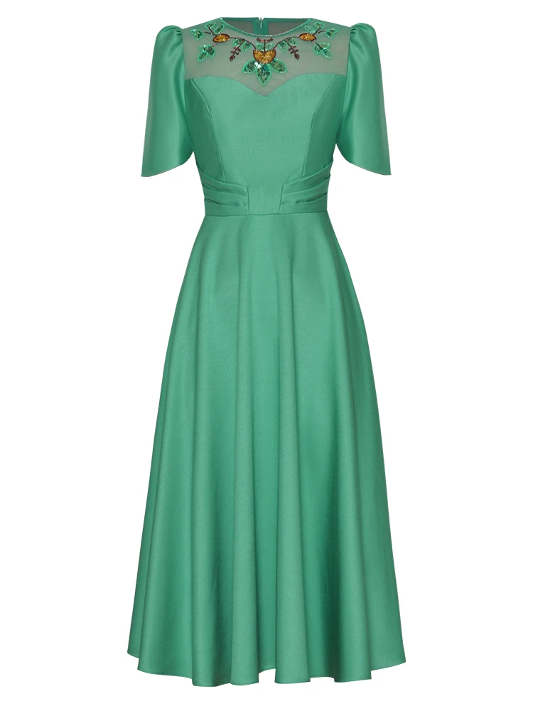 Женское дизайнерское платье с коротким рукавом AELESEEN длинное Сетчатое офисное