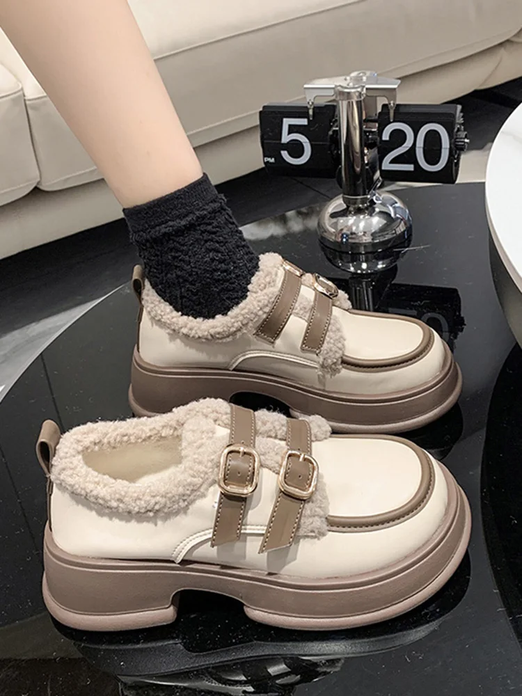 

Shoes Woman 2022 All-Match Clogs Platform Modis Oxfords New Creepers Cute Winter Leather Med Basic Fashion Hoof Heels Rome PU