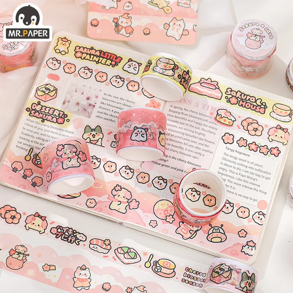 

Mr.paper 9 Designs Washi Tape Cartoon Cute Pink Ins Hand Account Scrapbooking Decoration Material Sticker Tape