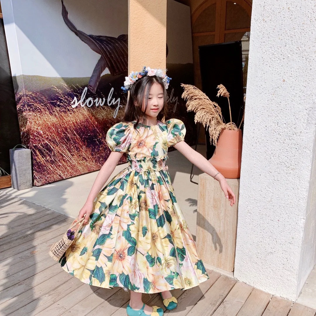 

Baby Girls Dress Kids Designer Clothes Summer 2022 Cute Bohemian Floral Princess Dress Girl Boutique Outfits Party Evening Dress