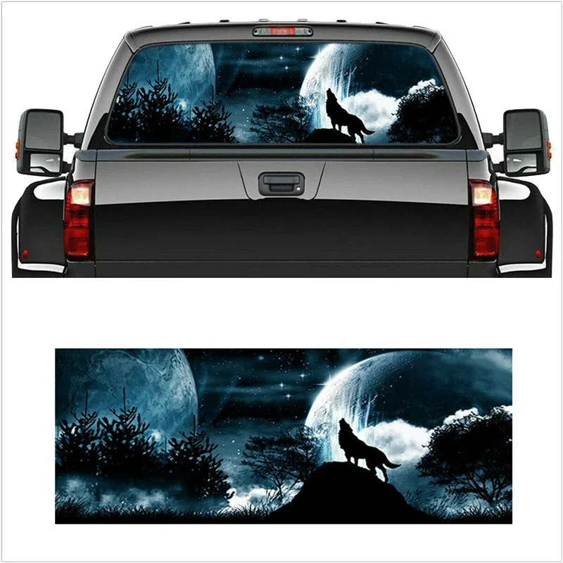 

Full Moon and Wolf for Truck Jeep Suv Pickup 3D Rear Windshield Decal Sticker Decor Rear Window Glass Poster 168 x 74CM