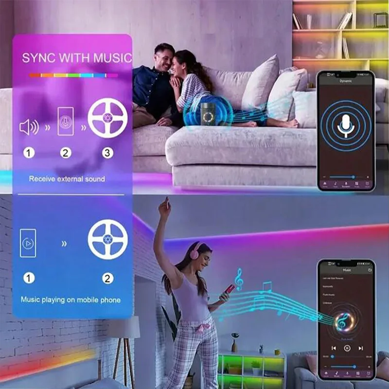 USB-лента Светодиодная гибкая с поддержкой Bluetooth и управлением через приложение