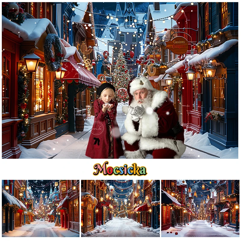 Mocsicka Рождественская ночь уличный фон для взрослых детей ПОРТРЕТНАЯ ФОТОГРАФИЯ с