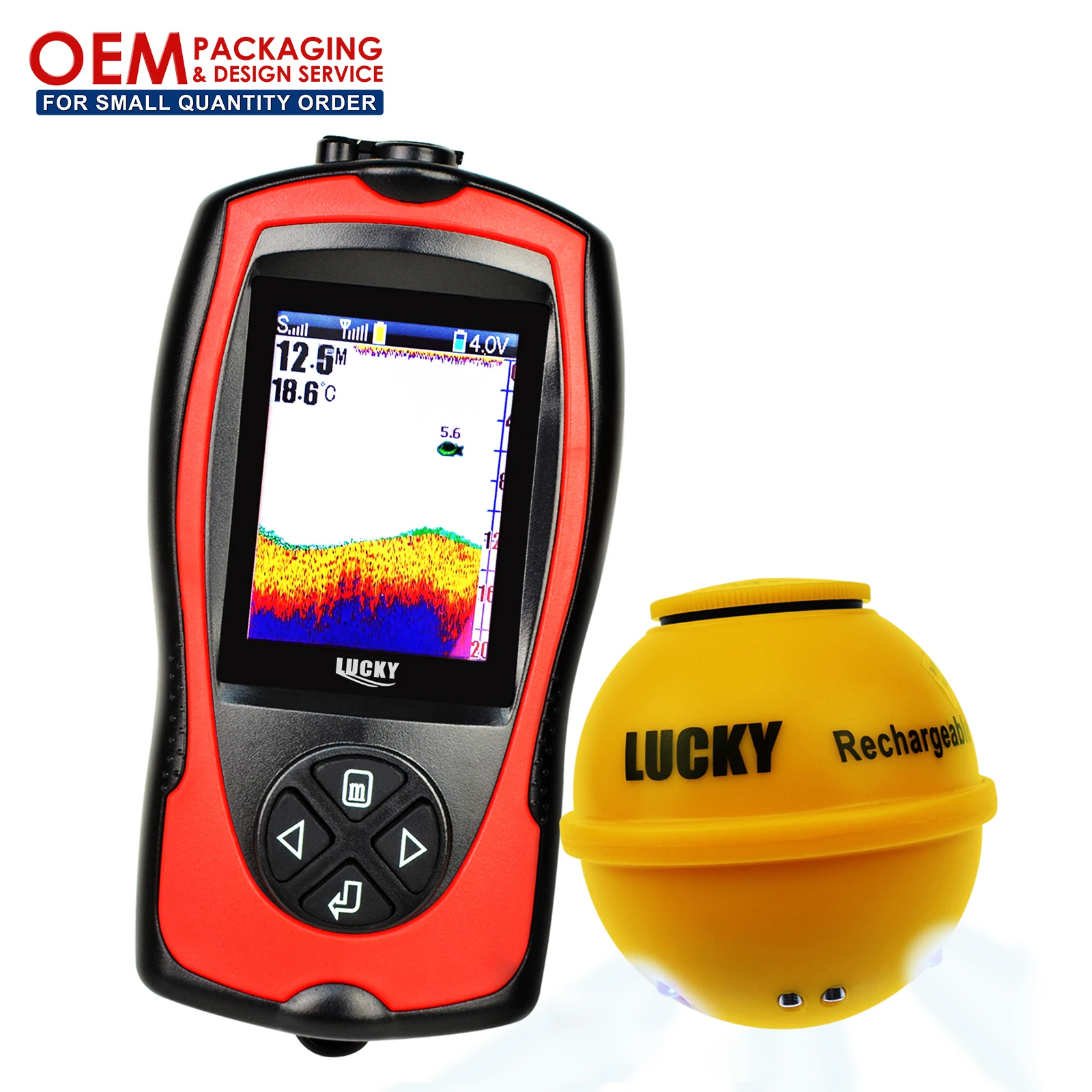 

LUCKY Wireless fish finde 45M Depth 60M Sonar Sensor w/ Fish Attractive Light Lamp & Color LCD (OEM Packaging Available)