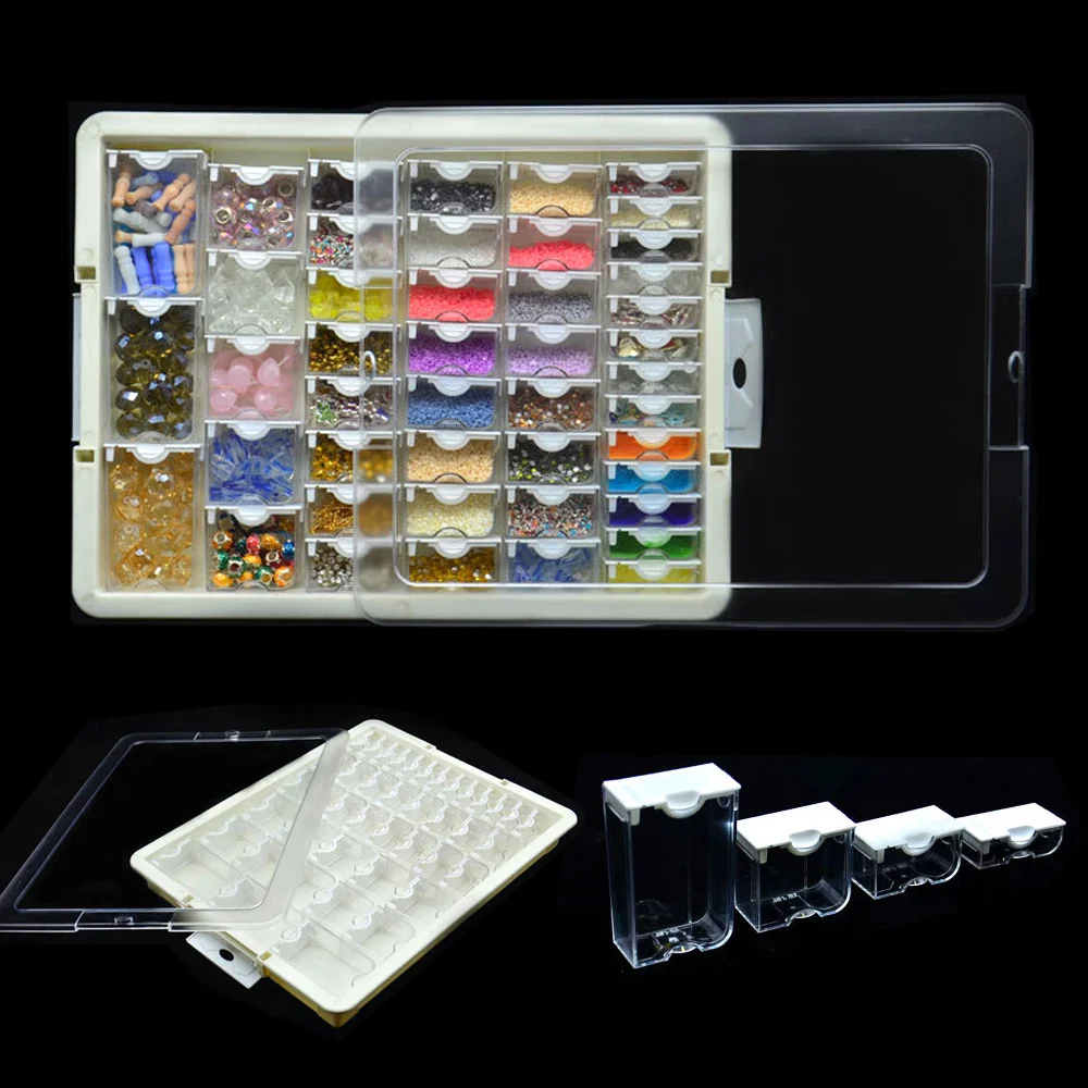 

Drill Containers for Diamond Painting Mosaic Tool Accessories Plaid Jewelry Diamond Embroidery Transparent Storage Box