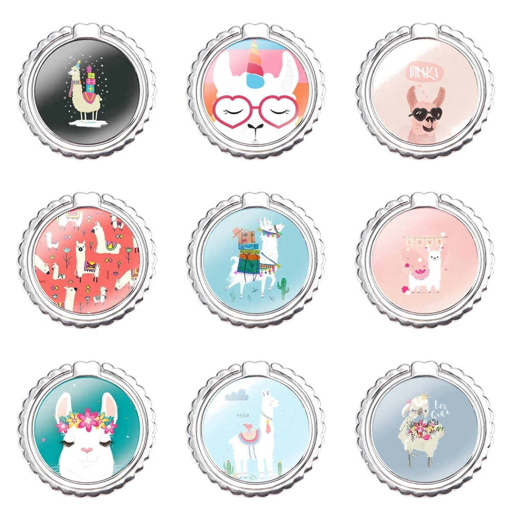 Кольцо-держатель для телефона с мультяшным ламой альпакой 360 градусов |