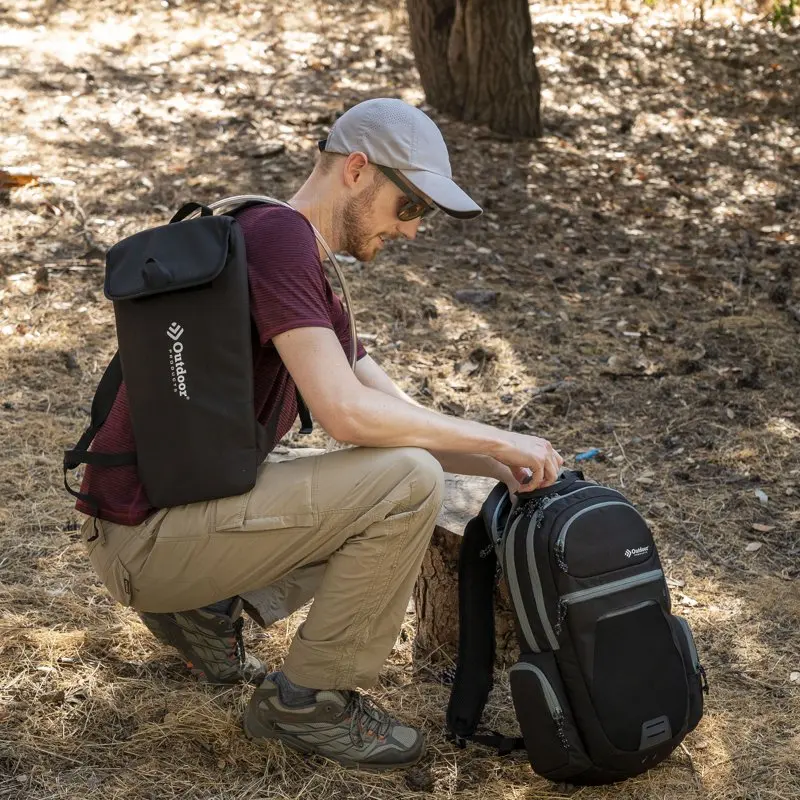 Outdoor Products Hydra-Lit 16.5 Ltr Hydration Backpack, 2-Liter Reservoir, Black, Unisex