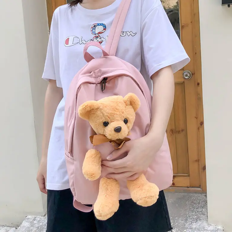 

Canvas Backpack female ins Korean super Fire Cartoon Doll campus schoolbag Japanese cute Funny Doll Backpack