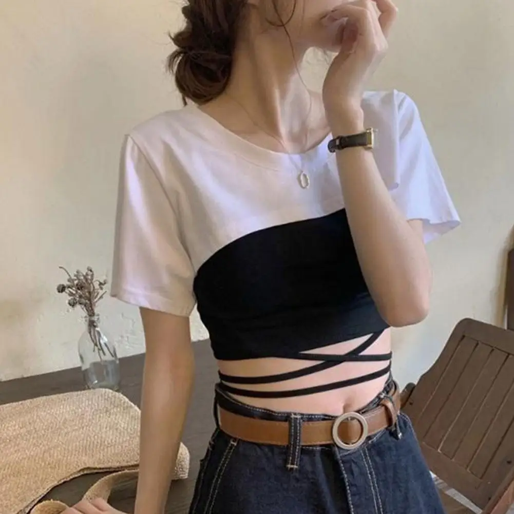 Однотонный Белый Свободный укороченный топ в стиле Харадзюку сексуальная